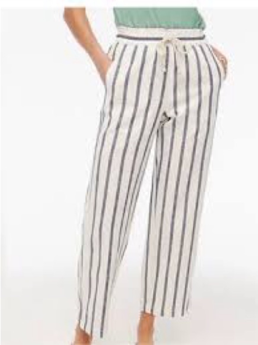 J Crew linen-cotton wide leg pants.